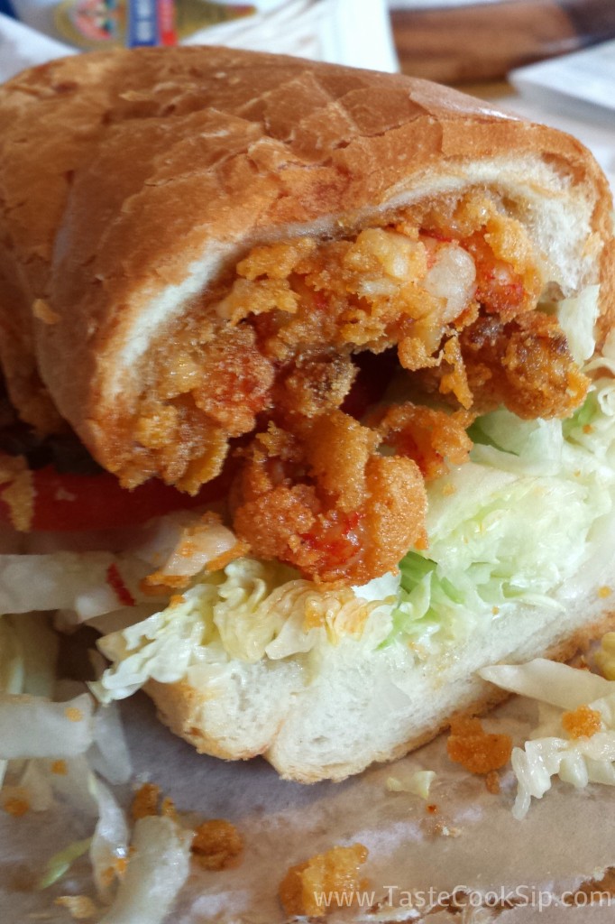 Well cooked and seasoned crawfish in this tasty Po Boy!
