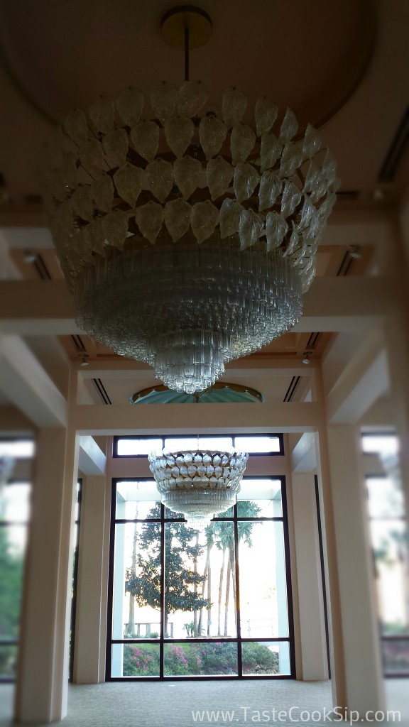 Opulent chandeliers grace La Coquina, which overlooks the beautiful grounds of the Hyatt Regency Grand Cypress.