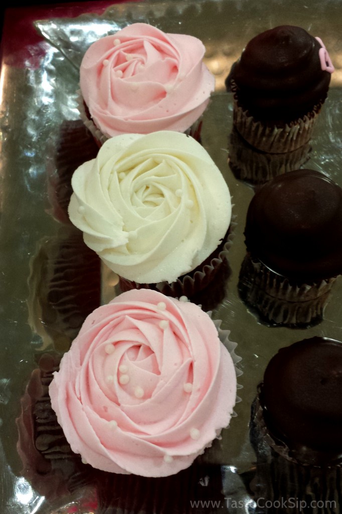 Buttercream Roses on Red Velvet Cupcakes.