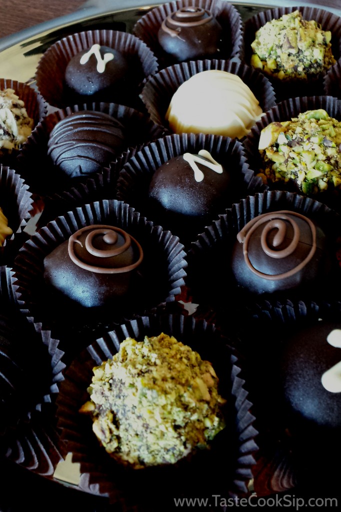 House made truffles, in a variety of flavors. A truffle can be added onto a tasting for $1.