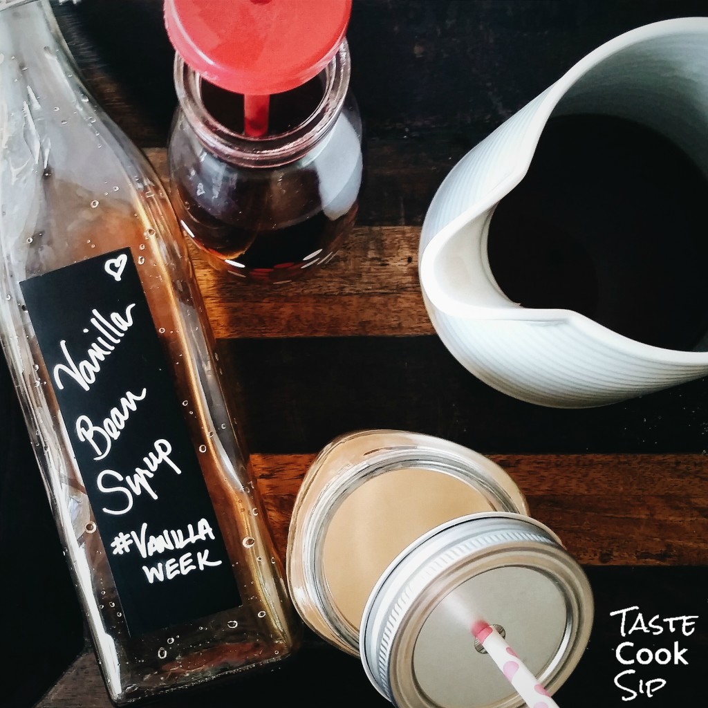 For your next gathering set up an iced coffee bar- a pitcher of chilled coffee, creamer, bottle of Easy Vanilla Syrup and glasses filled with Iced Vanilla Coffee Cubes is an easy and elegant drink station.