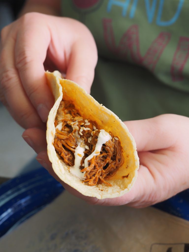 Mole Poblano- Chicken, Queso Cotija, sesame seed, crema.