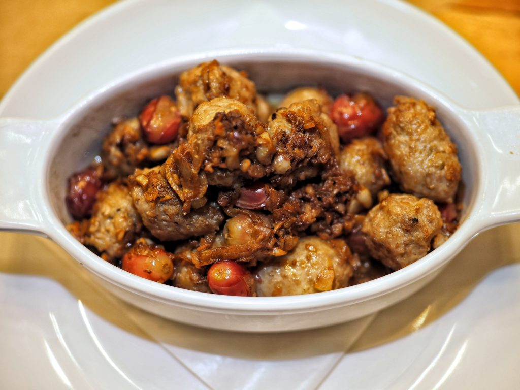 The Sausage with Grapes features blistered grapes, sausage, and roasted fennel. The sweetness of the blistered grapes combined with the sausage was a delightful surprise.
