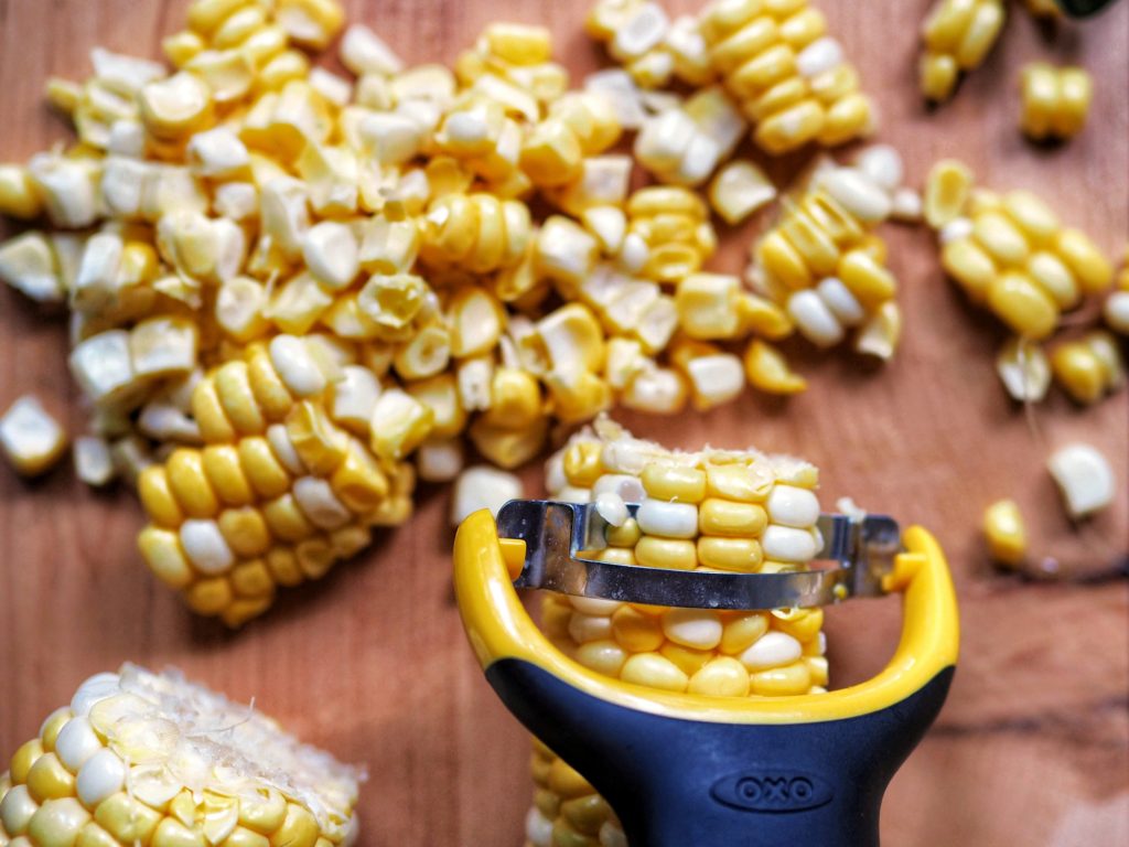 Japanese stainless steel blades on OXO Corn Prep Peeler