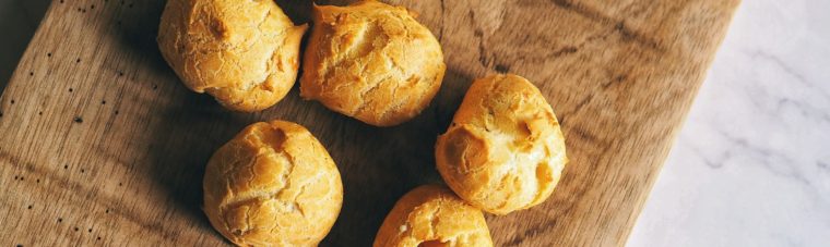 Dark Chocolate and Smokey Blue Cheese Gougères made with Rougue Creamery Smokey Bleu Cheese. Gougères sound fancy, but these baked cheese puffs are easy to make!