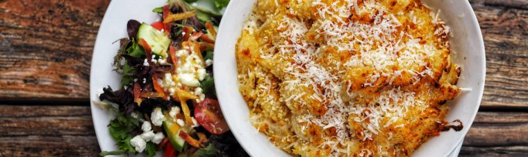 Truffle Mac and Cheese with side salad from La Femme du Fromage